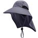 Meterk Fishing Cap Wide Brim Unisex Sun Hat with Neck Flap Adjustable Drawstring for Travel Camping Hiking Boating