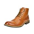 Bruno Marc Men's Leather Lined Zipper Boots Fashion Motorcycle Boots Shoes for Men Derby Oxfords Ankle Boots Bergen-03 Brown Size 10