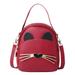 Zewfffr Women PU Leather Crossbody Messenger Bag Cute Cat Shoulder Backpack (Red)