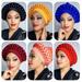 African Women Fashion Wedding Headwear Plain Handmade Auto Gele Nigerian African Head Wraps Muslim Turban Bonnet - Red