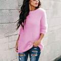 Winnereco Women Sweater Pullover O Neck Casual Knit Long Sleeve Jumper (Pink XL)