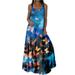 Women's 3D Printed Dress Plus Size Strapless Mopping Dress Floral Butterfly Print Dress