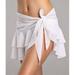 New Women's Solid Color Bandage Beach Bikini Cover Up Swim Skirt Ruffled Wrap Sarong