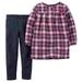 Carters Infant & Toddler Girls Pink Plaid Shirt & Denim Look Leggings Outfit