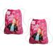 Set of 2 JoJo Siwa 18-inch Sling Bags Drawstring Cinch Sack Totes, Pink/Black