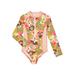 Wonder Nation Girls Floral Printed Long Sleeve Rashguard One-Piece Swimsuit, 4-16 & Girls Plus, UPF 50+