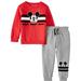 Disney Toddler Boys Mickey Mouse Red & Gray Long Sleeve Shirt & Pants Outfit