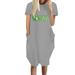 Womens Summer Plus Size Short Sleeve Baggy Sundress St. Patrick's Day Midi Dress