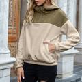 Women Double-faced Fleece Color Blocking Hooded Loose Fleece Sweater Jacket