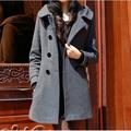 Women Casual Medium And Long Jacket Double-Breasted Hooded Thick Coat