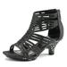 Dream Pairs Girls 1.5Inch Fashion Low Heels Zipper Ankle Pump Sandals Wedding Dress Sandals Sweety-1 Black Size 1