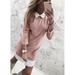 Women'S Fashion Long Sleeve Knitted Sweater Mini Dress Casual Solid Color Plus Size Fake Two-Piece Shirt Dress Cute Pullover Sweater