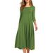 SASABLUE Women's Fashion Solid Color Long Sleeved Crew Neck Casual Swing Dresses