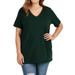 Women & Plus Size Cotton V-Neck Short Sleeve Casual Basic Tee Shirts (Hunter Green, 1X)