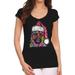 Neon Christmas Dog Junior's Black V-Neck T-Shirt 2X-Large Black