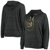 LAFC 5th & Ocean by New Era Women's Plus Size Tri-Blend V-Neck Pullover Hoodie - Heathered Black