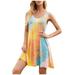 TuscomWomen O-Neck Casual Sleeveless Tie-dye Printing Pockets Vest Sling Dress