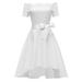 Secrets Women's Scooped Neckline Floral Lace Top Cocktail Party Midi Dress Lace Short-sleeved Slash-neck Dress Wedding Dress For Female