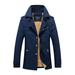 Men Long-sleeved Trench Coat Classic Solid Color Autumn Winter Mid-length Casual Slim Fit Windbreaker