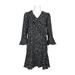 London Times Ruffled V-Neck Circular Flounce Sleeve Multi Print Crepe Dress-BLACK WHITE