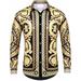 pacinoble mens dress shirt fashion noble long sleeve clothes high end button-up print luxury casual button down shirts (gold xl)