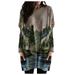 ZIYIXIN Women Casual Sweatshirts Dress, Landscape Painting Printing Long Sleeve Oversized Pullover Jumper Dress with Pockets
