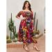 Women's Plus Size Floral Print Shirred Bardot Dress