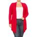 Women's Plus Size Casual Draped Open Front Long Sleeves Solid Cardigan Made in USA