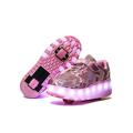 LUXUR Boys Girls 2in1 Luminous Sneaker LED Double Wheels Casual Skate Shoes Kids Outdoor Gift