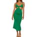 Awoscut Summer Women Bodycon Cutout Spaghetti Strap Dress Front Knot Maxi Dress