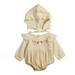 Newborn Baby Girl Bodysuit Cotton Linen Clothes Solid Pink Beige Long Sleeve Bodysuit Hat Casual Baby Girls Outfit Newborn Sets