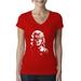 Manilyn Monroe Skull Face and Body Tattoo Womens Pop Culture Slim Fit Junior V-Neck Tee, Red, Large