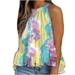 Tuscom womens summer tops Printed Halter O-Neck Tank Sleeveless Casual Tee Tops Blouse sexy tops plus size tops