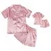 Altsales Summer Baby Girls Boys Pure Color Emulation Silk Sleepwear Set Short Sleeve Blouse Tops+Short Pants Kids Pajamas Suits
