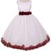 Big Girls' Elegant Satin Ribbon Sash Petals Flowers Girls Dresses White Burgundy 10