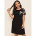 Women's Plus Size Pocket Front Floral Raglan Sleeve Dress