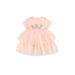 Binpure Kids Crown Pattern Round Collar Short Sleeve One-Piece Layered Dress