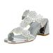 DREAM PAIRS Women's Fashion Chunky Block Heel Sandals Open Toe Slip On Casual Heel Slipper Shoes DUCHESS_02 SILVER Size 7