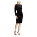 RALPH LAUREN Womens Black Cold Shoulder Long Sleeve Jewel Neck Above The Knee Sheath Party Dress Size 16P