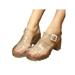 Avamo Women Fashion Hollow Out Rain Shoes Sandals Round Toe Block Heels Shoes Non-Slip