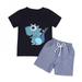 Cutelove T-shirt Baby Boy Clothes Set Fashion Cartoon Dinosaur T-shirt + Striped Shorts Baby Boy Clothes Fashion Boy T-shirt Set