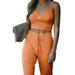 Women's Summer Set Solid Color Short Suspenders Crop Top Trousers Sports Casual Two-piece Suit Short Sling With Pants Set Spaghetti Strap Two Piece Set Sleeveless Relaxed Tracksuits Home Clothes