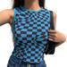 Gadgetvlot Woman Sleeveless Round Neck Check Color Slim Woolen Comfortable Vest Summer