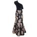 Xscape Womens Navy Pink One-Shoulder Floral Jacquard Mermaid Gown 2