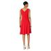 Donna Morgan Sleeveless Stretch Crepe V-Neck Fit-and-Flare Dress Red