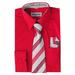 Berlioni Boy's Dress Shirt, Necktie, and Hanky Set - Many Color and Pattern combinations Red 6
