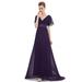 Ever-Pretty Women's Plus Size Long Pleated Mother of the Bride Wedding Party Dresses for Women 9890 Purple US 22