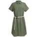 Women's Plus Size Casual Button Down Tencel Shirt Dress Summer Short Sleeve Midi Dress