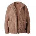 HULKLIFE Women Loose Lapel Jacket Coat Long Sleeve Autumn Winter Warm Zipper Plush Outwear