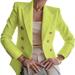 Women Double Breasted Blazers Jacket Fall Winter Elegant Casual Long-sleeve Solid Color Office Ladies Coat Suits Fake Pocket